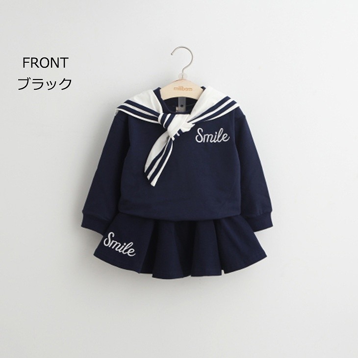 キッズ　ジュニア　子供服　女　女の子　セーラー　スカート　ピンク　ブラック　ホワイト　可愛い　送料無料