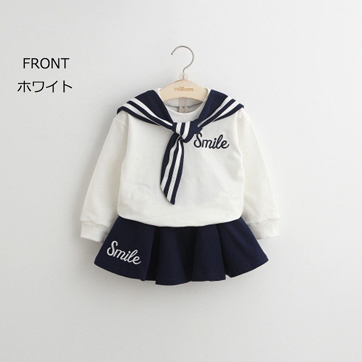 キッズ　ジュニア　子供服　女　女の子　セーラー　スカート　ピンク　ブラック　ホワイト　可愛い　送料無料
