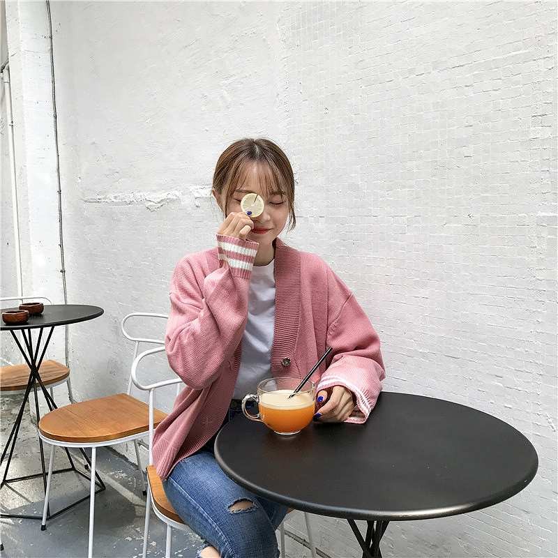 レディース　トップス　ニット　カーディガン　長袖　Vネック　ゆったり　無地　フリーサイズ　カジュアル　大人可愛い　フェミニン　キュート　オフィス　OL　学生　デート　お出かけ　デイリー　ホワイト　ピンク　ネイビー　送料無料