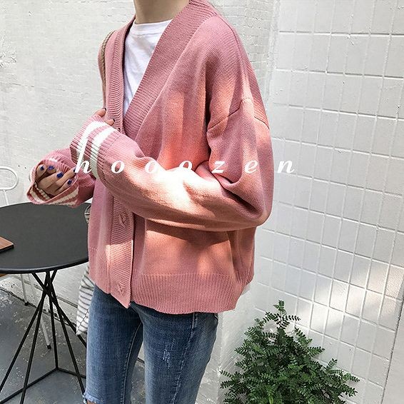 レディース　トップス　ニット　カーディガン　長袖　Vネック　ゆったり　無地　フリーサイズ　カジュアル　大人可愛い　フェミニン　キュート　オフィス　OL　学生　デート　お出かけ　デイリー　ホワイト　ピンク　ネイビー　送料無料