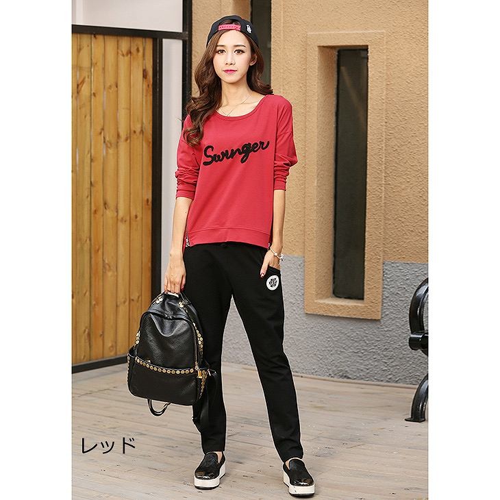 レディース　トップス　カットソー　長袖　七分丈　カジュアル　クール　ホワイト　白　レッド　赤　カーキ　ブラック　黒　送料無料