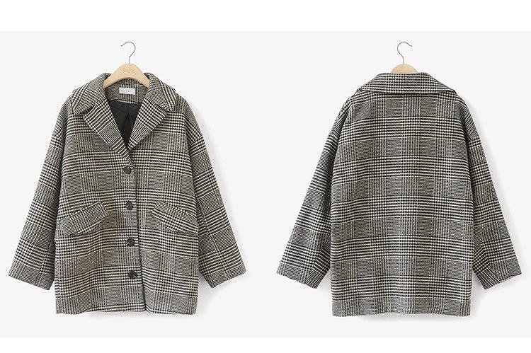 レディース　アウター　ウール　ジャケット　レトロ　千鳥格子　長袖　フリーサイズ　カジュアル　大人可愛い　キュート　シック　上品　オフィス　OL　通勤　学生　デート　お出かけ　デイリー　ブラック　送料無料