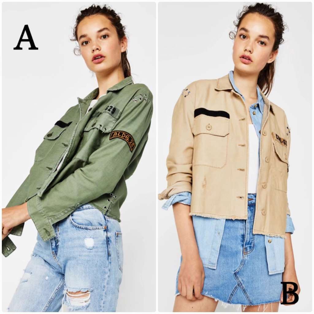 レディース　シャツジャケット　ワッペン　刺繍　秋　冬　アウター　長袖　ロングスリーブ　トップス　カジュアル　キュート　大人　可愛い　フェミニン　セクシー　おしゃれ　お出かけ　デイリー　オリーブ　カーキ　S　M　L　サイズ　送料無料