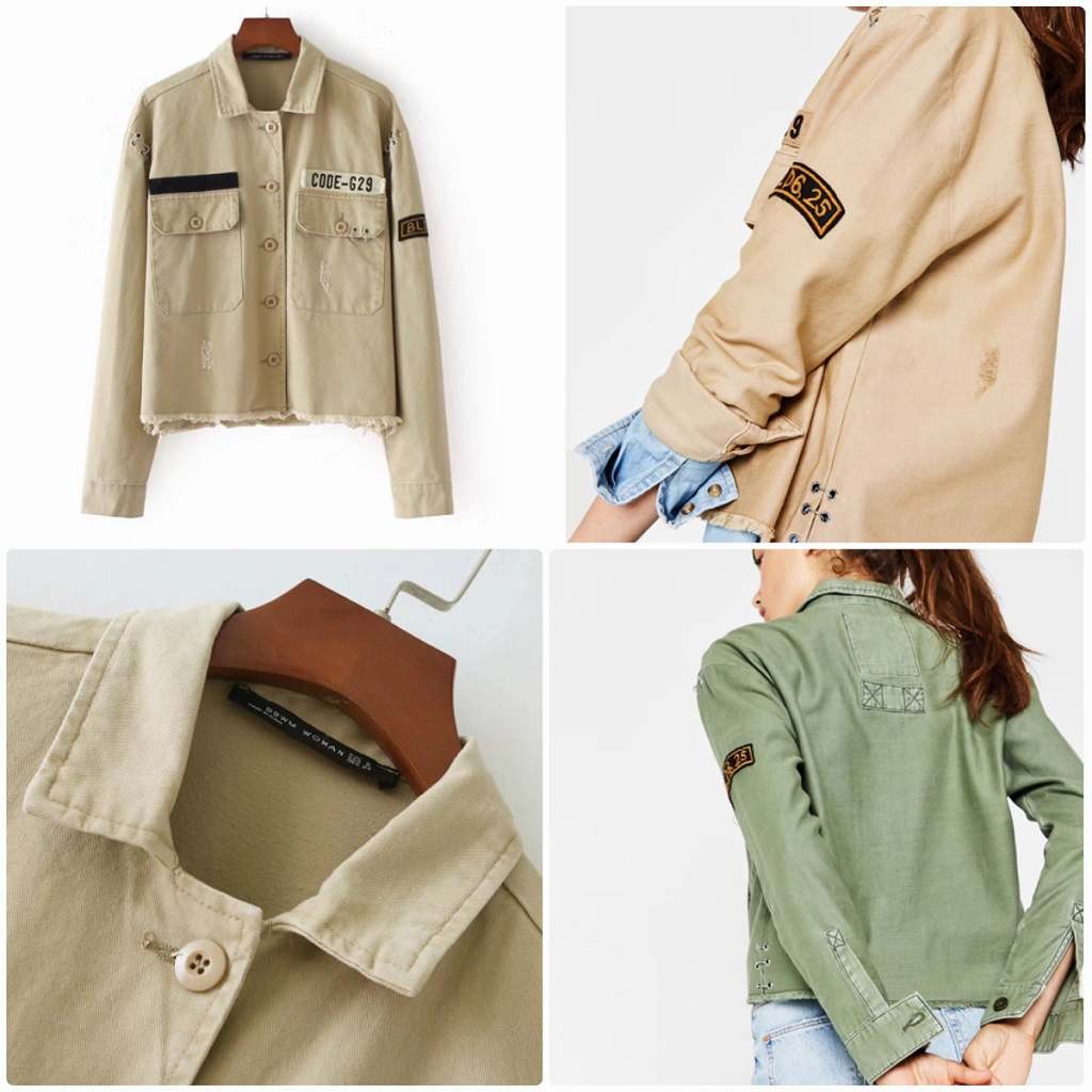 レディース　シャツジャケット　ワッペン　刺繍　秋　冬　アウター　長袖　ロングスリーブ　トップス　カジュアル　キュート　大人　可愛い　フェミニン　セクシー　おしゃれ　お出かけ　デイリー　オリーブ　カーキ　S　M　L　サイズ　送料無料