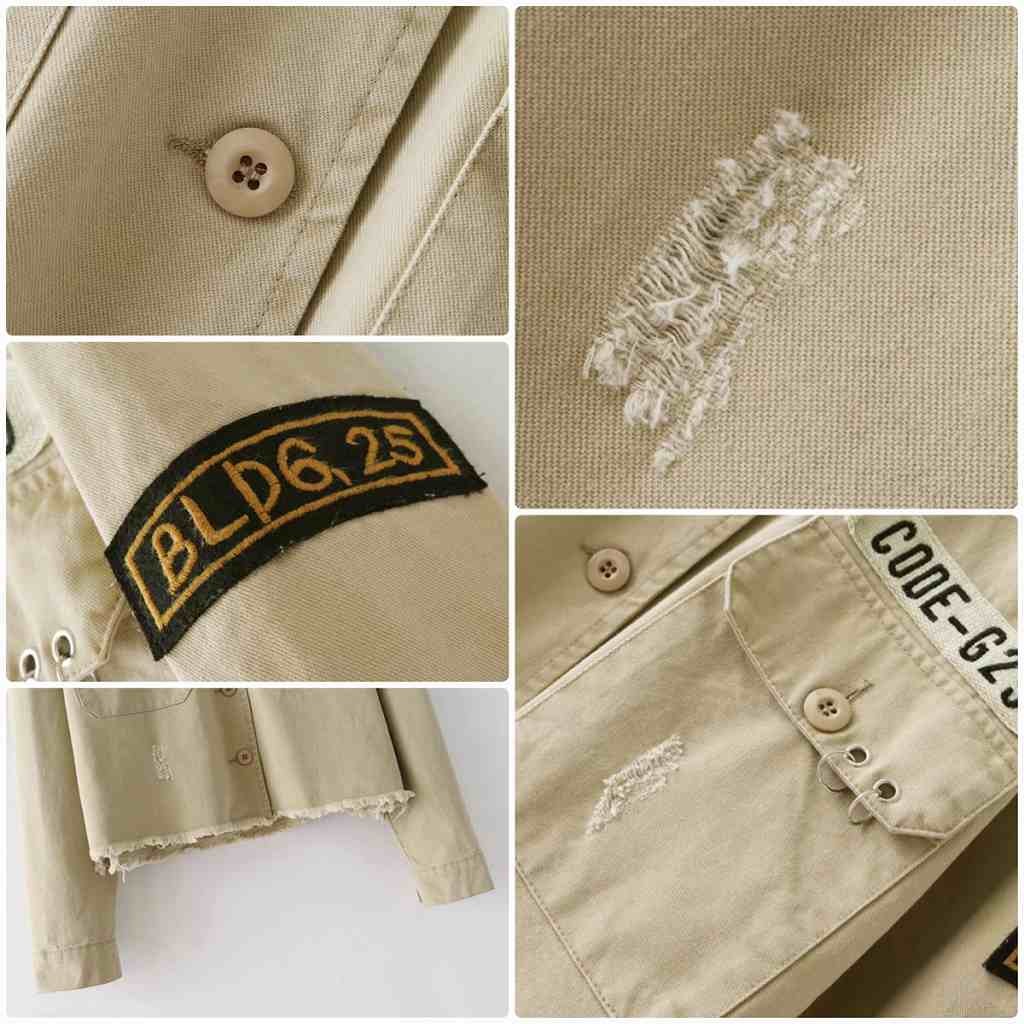 レディース　シャツジャケット　ワッペン　刺繍　秋　冬　アウター　長袖　ロングスリーブ　トップス　カジュアル　キュート　大人　可愛い　フェミニン　セクシー　おしゃれ　お出かけ　デイリー　オリーブ　カーキ　S　M　L　サイズ　送料無料