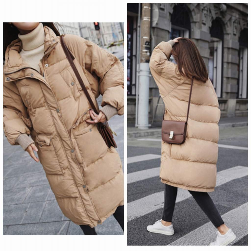 レディース　ダウンジャケット　コート　ロング丈　ジャケット　秋　冬　アウター　カジュアル　長袖　キュート　大人　可愛い　フェミニン　きれいめ　エレガント　おしゃれ　お出かけ　お呼ばれ　デイリー　カーキ　ベージュ　S　M　L　サイズ　送料無料