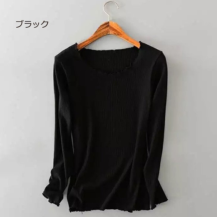 レディース　トップス　ラウンドネック　ロングTシャツ　ロンT　ロングスリーブ　長袖　春　女性　大人　カジュアル　キュート　清楚　可愛い　おしゃれ　ファッション　ブラック　グレー　ホワイト　カーキ　ピンク　フリーサイズ　ワンサイズ　送料無料