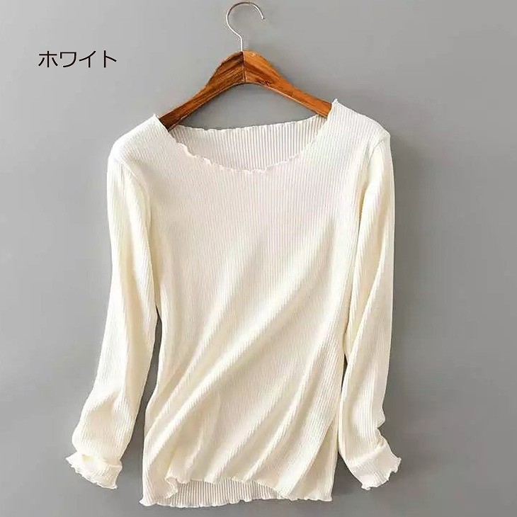 レディース　トップス　ラウンドネック　ロングTシャツ　ロンT　ロングスリーブ　長袖　春　女性　大人　カジュアル　キュート　清楚　可愛い　おしゃれ　ファッション　ブラック　グレー　ホワイト　カーキ　ピンク　フリーサイズ　ワンサイズ　送料無料