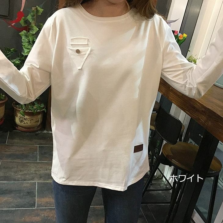 レディース　トップス　ラウンドネック　ロングTシャツ　ロンT　ロングスリーブ　長袖　春　女性　大人　カジュアル　キュート　清楚　可愛い　おしゃれ　ファッション　ブラック　ピンク　ホワイト　グリーン　ラベンダー　フリーサイズ　ワンサイズ　送料無料
