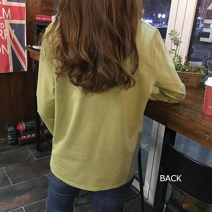 レディース　トップス　ラウンドネック　ロングTシャツ　ロンT　ロングスリーブ　長袖　春　女性　大人　カジュアル　キュート　清楚　可愛い　おしゃれ　ファッション　ブラック　ピンク　ホワイト　グリーン　ラベンダー　フリーサイズ　ワンサイズ　送料無料