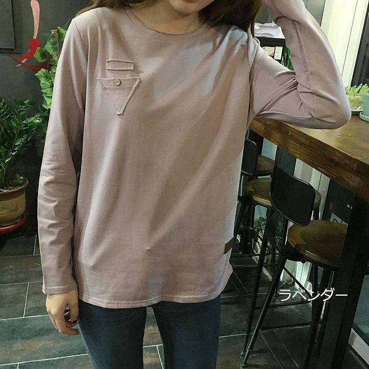 レディース　トップス　ラウンドネック　ロングTシャツ　ロンT　ロングスリーブ　長袖　春　女性　大人　カジュアル　キュート　清楚　可愛い　おしゃれ　ファッション　ブラック　ピンク　ホワイト　グリーン　ラベンダー　フリーサイズ　ワンサイズ　送料無料