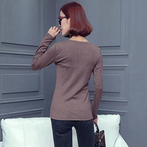 レディース　ロングTシャツ　ラウンドネック　ロンT　ロングスリーブ　トップス　Uネック　春　長袖　Tシャツ　女性　大人　カジュアル　キュート　可愛い　おしゃれ　ファッション　グレー　灰色　S　M　L　XL　サイズ　送料無料