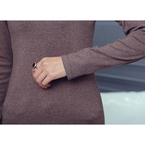 レディース　ロングTシャツ　ラウンドネック　ロンT　ロングスリーブ　トップス　Uネック　春　長袖　Tシャツ　女性　大人　カジュアル　キュート　可愛い　おしゃれ　ファッション　グレー　灰色　S　M　L　XL　サイズ　送料無料