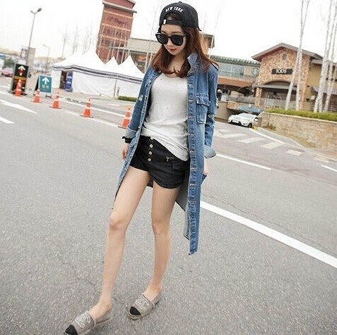 レディース　アウター　セミロング　デニムコート　デニムジャケット　Gジャン　長袖　無地　大人可愛い　キュート　フェミニン　デート　お出かけ　デイリー　ブルー　送料無料