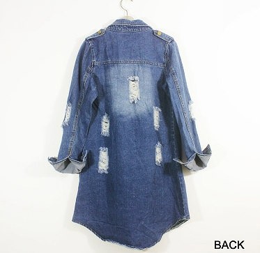 レディース　アウター　セミロング　デニムコート　デニムジャケット　Gジャン　長袖　無地　大人可愛い　キュート　フェミニン　デート　お出かけ　デイリー　ブルー　送料無料