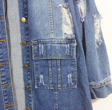 レディース　アウター　セミロング　デニムコート　デニムジャケット　Gジャン　長袖　無地　大人可愛い　キュート　フェミニン　デート　お出かけ　デイリー　ブルー　送料無料