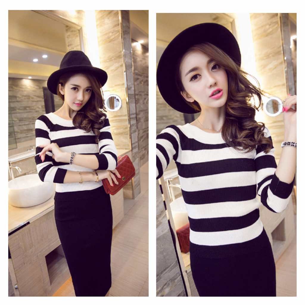 レディース　ニット　ボーダー　セーター　ラウンドネック　長袖　定番　シンプル　カジュアル　大人可愛い　フェミニン　オフィス　通勤　OL　デート　お出かけ　ピンク　レッド　ブラック　ブルー　送料無料