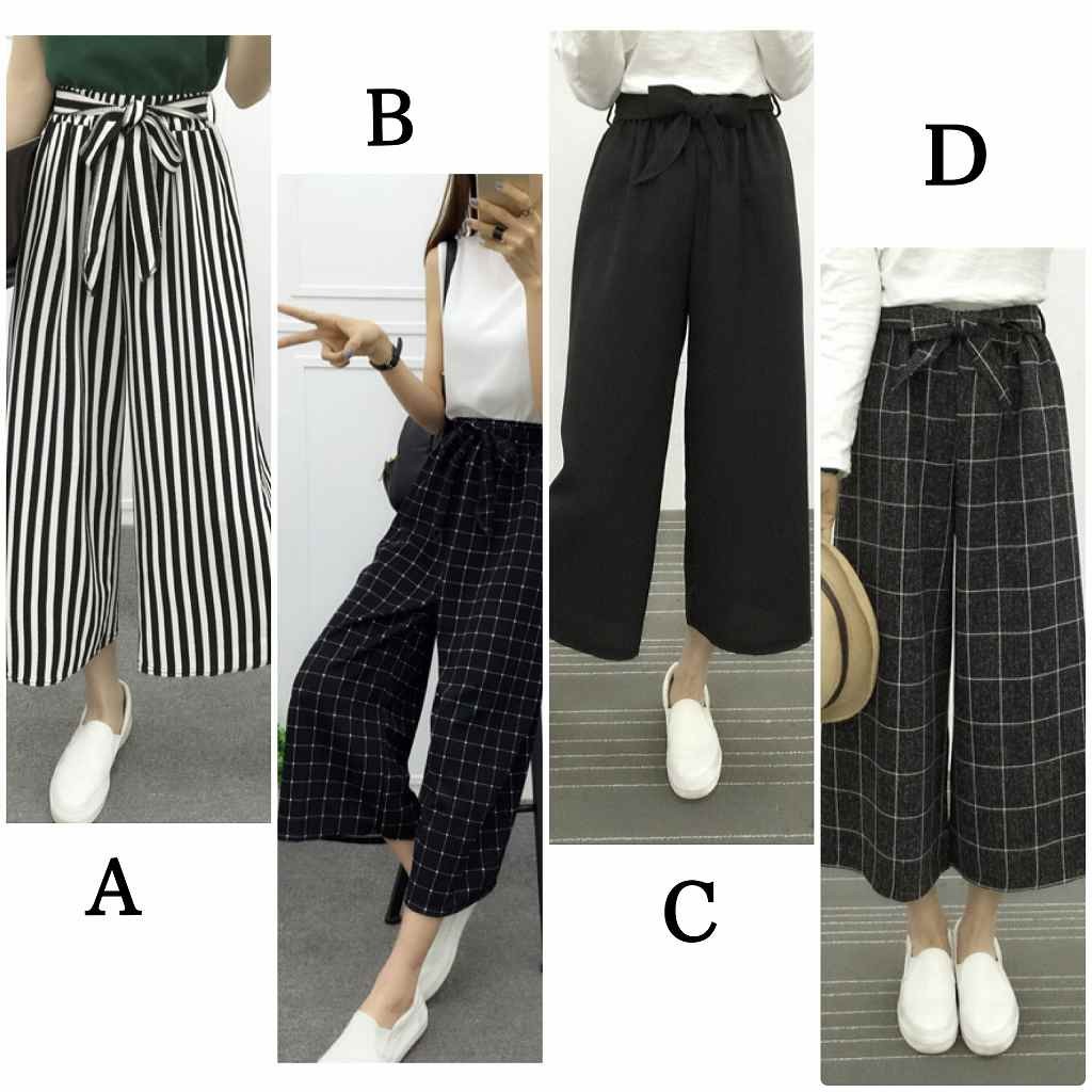 レディース　ボトムス　ガウチョパンツ　ワイドパンツ　ストライプ　格子柄　ドット柄　ウエスト調節　大人カジュアル　シンプル　オフィス　通勤　OL　デイリー　お出かけ　デート　ホワイト　ブラック　送料無料