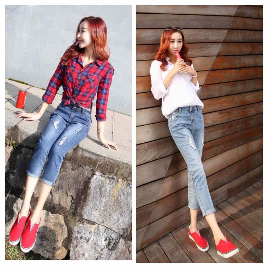 レディース　クラッシュ　ジーンズ　デニムパンツ　ストレート　ダメージ　ジーンズ　ボトムス　無地　カジュアル　シンプル　美脚　デイリー　お出かけ　デート　ブルー　送料無料