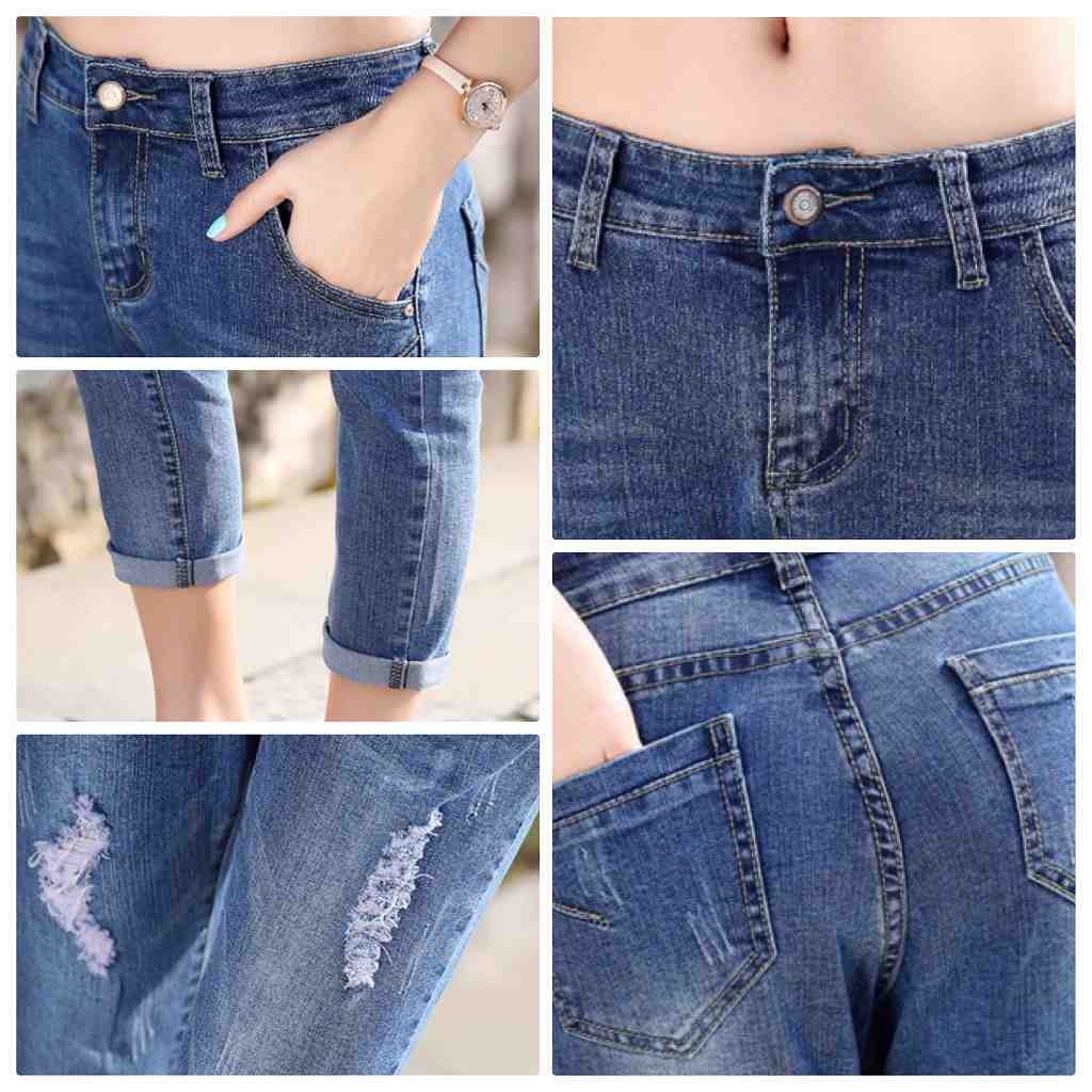 レディース　クラッシュ　ジーンズ　デニムパンツ　ストレート　ダメージ　ジーンズ　ボトムス　無地　カジュアル　シンプル　美脚　デイリー　お出かけ　デート　ブルー　送料無料