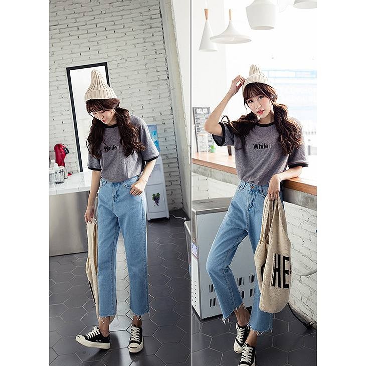 レディース　ボトムス　ジーンズ　デニム　バギー　クロップド　フレイドヘム　切りっぱなし　カットオフデニム　ワイド　無地　9分丈　大人カジュアル　フェミニン　大きいサイズ　シンプル　リゾート　普段着　デイリー　お出かけ　ブルー　ライトブルー　送料無料