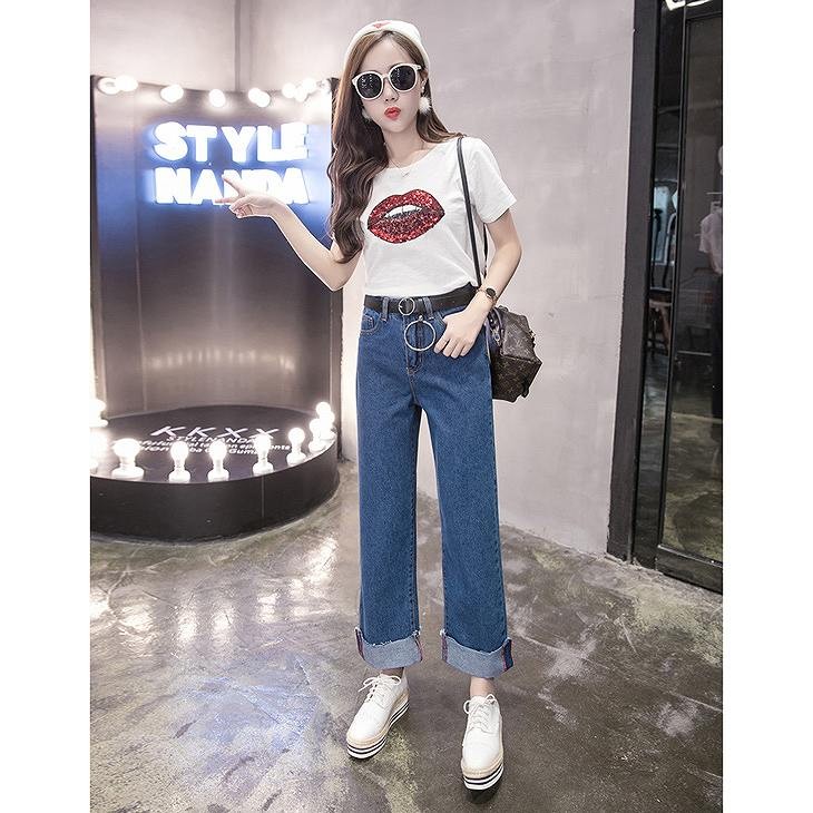 レディース　ボトムス　ジーンズ　デニム　ロールアップ　ストーレート　ワイド　フレイドヘム　切りっぱなし　無地　9分丈　大人カジュアル　フェミニン　大きいサイズ　シンプル　リゾート　普段着　デイリー　お出かけ　デート　ブルー　送料無料