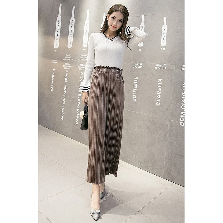 レディース　プリーツ　シフォン　ガウチョパンツ　スカンツ　クロップ　ワイドパンツ　ハイウエスト　コットン　春　夏　大人　エレガント　カジュアル　女性　おしゃれ　セクシー　可愛い　ブラック　グレー　カーキ　グリーン　送料無料