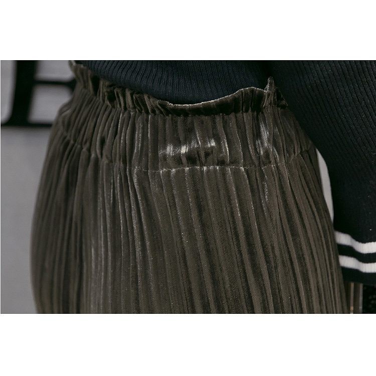 レディース　プリーツ　シフォン　ガウチョパンツ　スカンツ　クロップ　ワイドパンツ　ハイウエスト　コットン　春　夏　大人　エレガント　カジュアル　女性　おしゃれ　セクシー　可愛い　ブラック　グレー　カーキ　グリーン　送料無料