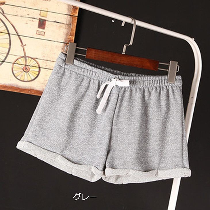 レディース　ボトムス　ホットパンツ　ショートパンツ　スウェット　スポーツ　短パン　切りっぱなし　カットオフ　フレイドヘム　ワイドパンツ　カジュアル　サーフパンツ　黒　ブラック　ブルー　ピンク　グレー　パープル　送料無料