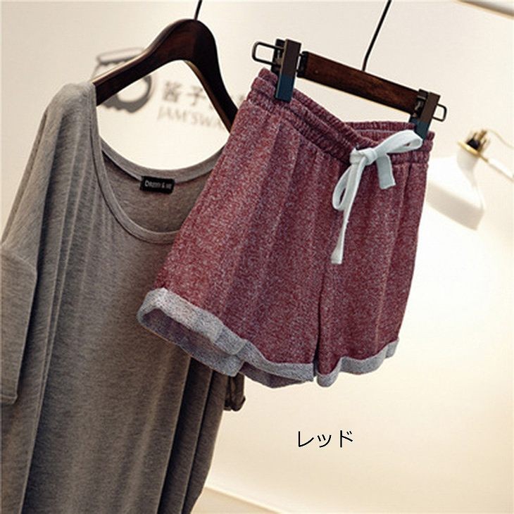 レディース　ボトムス　ホットパンツ　ショートパンツ　スウェット　スポーツ　短パン　切りっぱなし　カットオフ　フレイドヘム　ワイドパンツ　カジュアル　サーフパンツ　黒　ブラック　ブルー　ピンク　グレー　パープル　送料無料