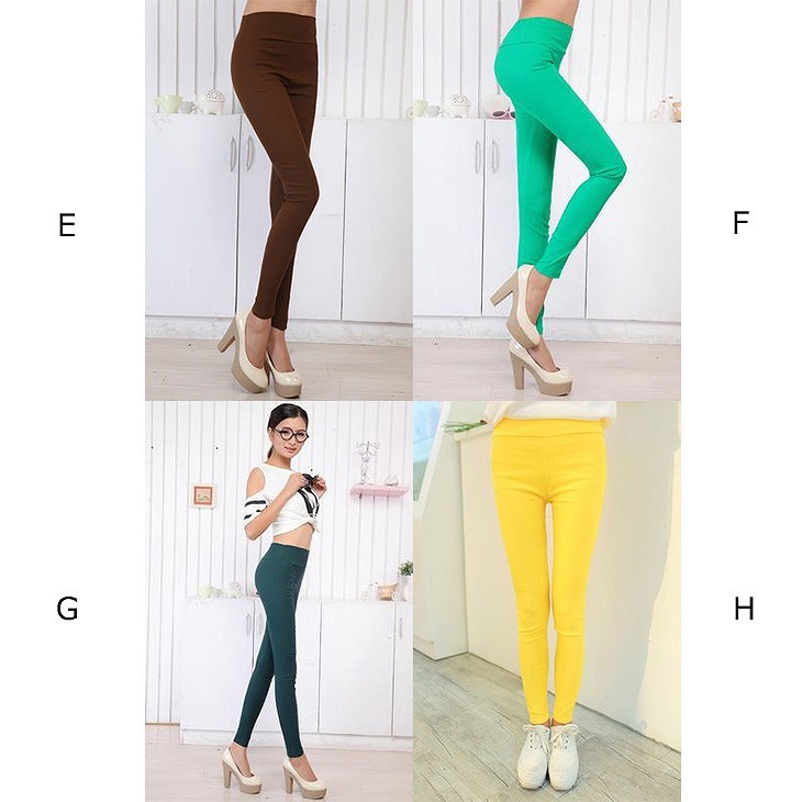 レディース　ボトムス　レギンス　レギパン　ストレッチ　スパッツ　ペンシルパンツ　カラーパンツ　10分丈　無地　フリーサイズ　大人カジュアル　シンプル　普段着　ウエストゴム　ホワイト　ピンク　レッド　ブラック　黒　ブルー　イエロー　ネイビー　グリーン送料無料