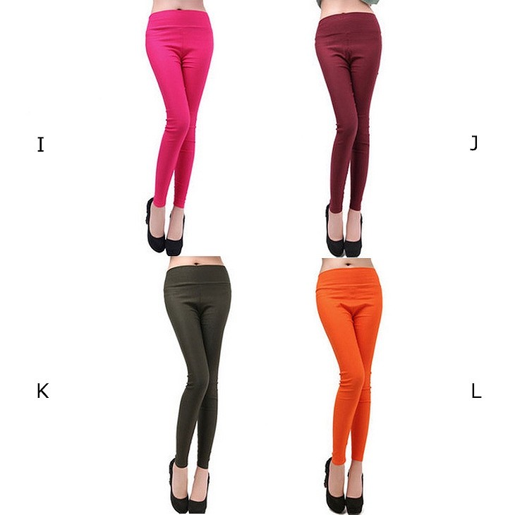 レディース　ボトムス　レギンス　レギパン　ストレッチ　スパッツ　ペンシルパンツ　カラーパンツ　10分丈　無地　フリーサイズ　大人カジュアル　シンプル　普段着　ウエストゴム　ホワイト　ピンク　レッド　ブラック　黒　ブルー　イエロー　ネイビー　グリーン送料無料