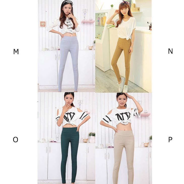 レディース　ボトムス　レギンス　レギパン　ストレッチ　スパッツ　ペンシルパンツ　カラーパンツ　10分丈　無地　フリーサイズ　大人カジュアル　シンプル　普段着　ウエストゴム　ホワイト　ピンク　レッド　ブラック　黒　ブルー　イエロー　ネイビー　グリーン送料無料