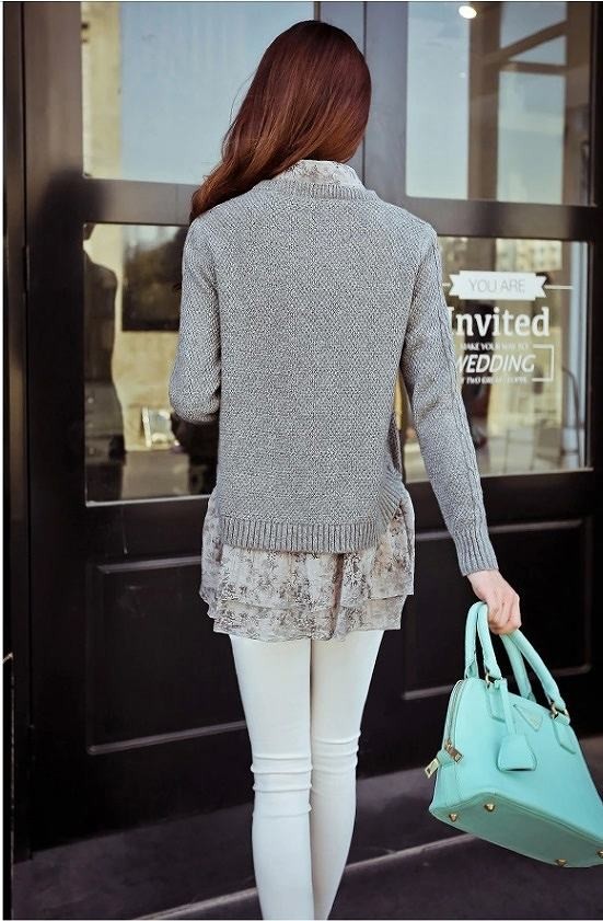 レディース　トップス　長袖　ニット　セーター　無地　ノースリーブ　チュニック　カットソー　花柄　フラワー　シンプル　カジュアル　大人可愛い　フェミニン　オフィス　通勤　OL　デート　お出かけ　デイリー　グレー　ピンク　ベージュ　送料無料