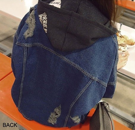 レディース　ジージャン　アウター　上着　ジーンズ　ジャケット　デニム　ゆったり　ヴィンテージ加工　ブルー　送料無料