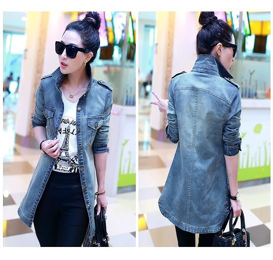 レディース　ジージャン　アウター　ワンピース　ロングジャケット　デニム　ヴィンテージ加工　送料無料