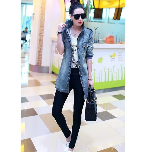 レディース　ジージャン　アウター　ワンピース　ロングジャケット　デニム　ヴィンテージ加工　送料無料