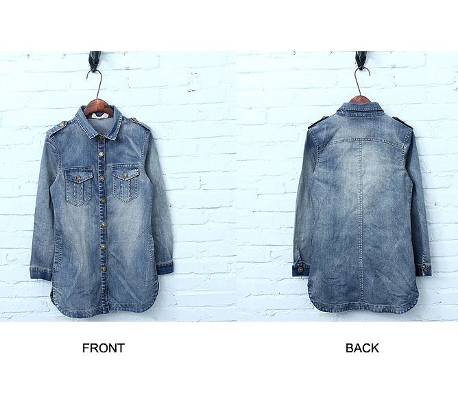 レディース　ジージャン　アウター　ワンピース　ロングジャケット　デニム　ヴィンテージ加工　送料無料