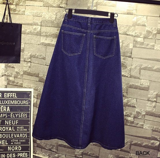 レディース　スカート　ミモレ丈　ロングスカート　マキシスカート　フレアスカート　デニム　ジーンズ　ブルー　青　送料無料