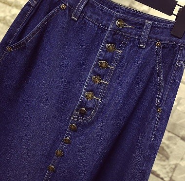 レディース　スカート　ミモレ丈　ロングスカート　マキシスカート　フレアスカート　デニム　ジーンズ　ブルー　青　送料無料