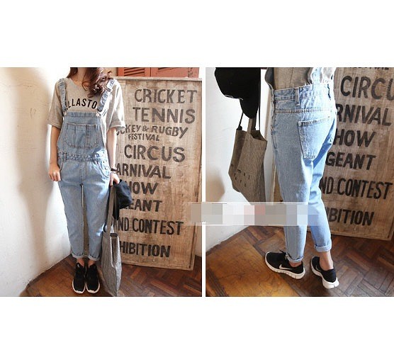 レディース　オーバーオール　サロペット　パンツ　デニム　ジーンズ　水色　薄いブルー　青　送料無料