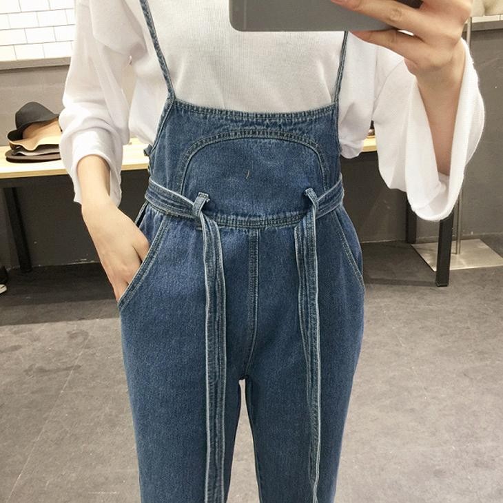 レディース　半端丈　アンクル　デニム　サロペット　オールインワン　オーバーオール　パンツ　ジーンズ　ボトムス　春　夏　女性　大人　カジュアル　キュート　可愛い　おしゃれ　ファッション　ブルー　S　M　L　XL　サイズ　送料無料