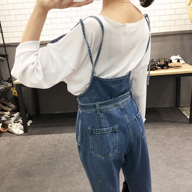 レディース　半端丈　アンクル　デニム　サロペット　オールインワン　オーバーオール　パンツ　ジーンズ　ボトムス　春　夏　女性　大人　カジュアル　キュート　可愛い　おしゃれ　ファッション　ブルー　S　M　L　XL　サイズ　送料無料