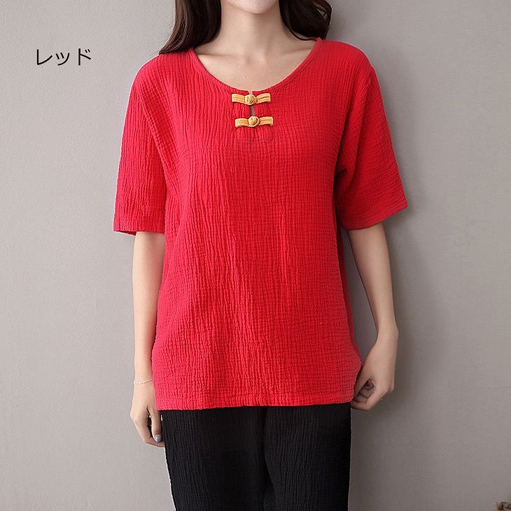 レディース　トップス　Tシャツ　半袖　ショートスリーブ　ラウンドネック　春　夏　女性　大人　カジュアル　キュート　可愛い　おしゃれ　ファッション　ラベンダー　ホワイト　レッド　ネイビー　ソリッドカラー　無地　フリーサイズ　ワンサイズ　送料無料