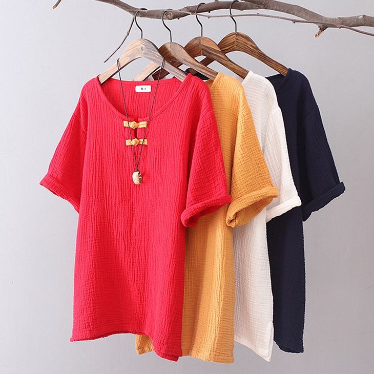 レディース　トップス　Tシャツ　半袖　ショートスリーブ　ラウンドネック　春　夏　女性　大人　カジュアル　キュート　可愛い　おしゃれ　ファッション　ラベンダー　ホワイト　レッド　ネイビー　ソリッドカラー　無地　フリーサイズ　ワンサイズ　送料無料