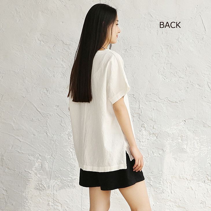 レディース　トップス　Tシャツ　半袖　ショートスリーブ　Vネック　春　夏　女性　大人　カジュアル　キュート　可愛い　おしゃれ　ファッション　ホワイト　ネイビー　ワイン　ソリッドカラー　無地　フリーサイズ　ワンサイズ　送料無料