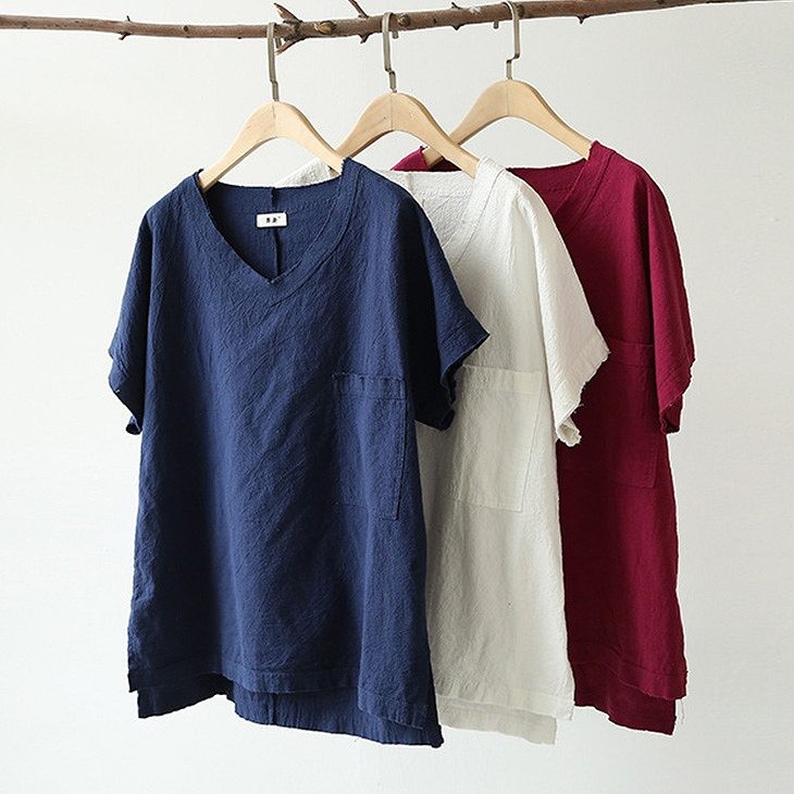 レディース　トップス　Tシャツ　半袖　ショートスリーブ　Vネック　春　夏　女性　大人　カジュアル　キュート　可愛い　おしゃれ　ファッション　ホワイト　ネイビー　ワイン　ソリッドカラー　無地　フリーサイズ　ワンサイズ　送料無料