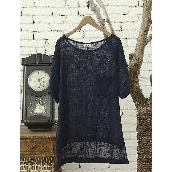 レディース　トップス　リネン　Tシャツ　半袖　ショートスリーブ　ラウンドネック　春　夏　女性　大人　カジュアル　キュート　可愛い　おしゃれ　ファッション　ホワイト　レッド　クリーム　ネイビー　ソリッドカラー　無地　フリーサイズ　ワンサイズ　送料無料