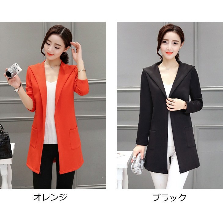 レディース　チェスターコート　アウター　コート　フード　春　秋　スプリングコート　大きいサイズ　シンプル　ビジネス　クール　通勤　ブラック　レッド　イエロー　ピンク　オレンジ　送料無料