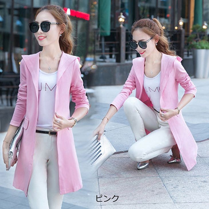 レディース　チェスターコート　アウター　コート　フード　春　秋　スプリングコート　大きいサイズ　シンプル　ビジネス　クール　通勤　ブラック　レッド　グレー　ピンク　送料無料